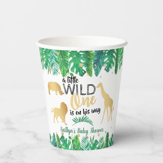 男の子の赤ちゃんシャワーを彼の道に少し野生の人 紙コップ (裏面)