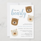 男の子の赤ちゃんシャワーを待つことができる 招待状 (正面)