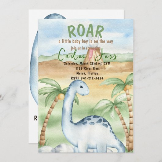 男の子の赤ちゃんシャワーを浴びる 招待状 (正面/裏面)