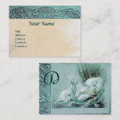 男の子の赤ちゃんシャワーアンティークピンクブルーフローラモノグラム 名刺 (正面/裏面)