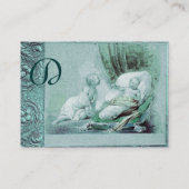 男の子の赤ちゃんシャワーアンティークピンクブルーフローラモノグラム 名刺 (裏面)