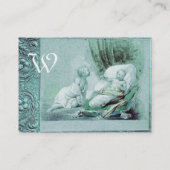 男の子の赤ちゃんシャワーアンティークブルーフローラモノグラム 名刺 (裏面)