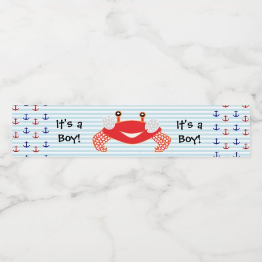 男の子の赤ちゃんシャワーカニのラベル航海のだ ペットボトルラベル (シングルラベル)