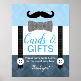 男の子の赤ちゃんシャワーカードとギフトはネイビーブルーに署名 ポスター