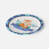 男の子の赤ちゃんシャワーキツネブルー紙プレート動物 ペーパープレート (アングル)