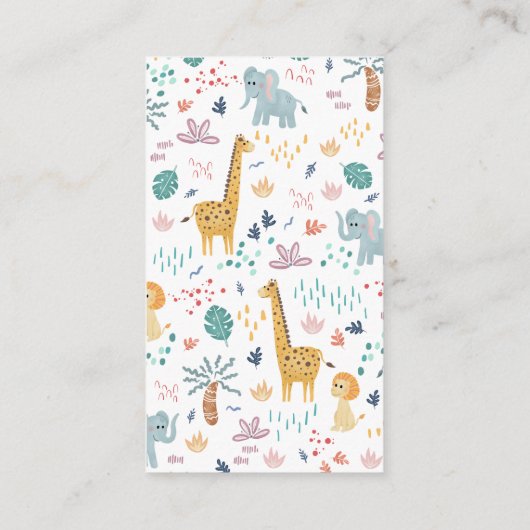 男の子の赤ちゃんシャワーサファリエレファントブックベビー エンクロージャーカード (裏面)