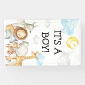 男の子の赤ちゃんシャワーサファリジャングル動物かわいい 横断幕 (横)