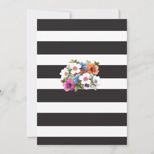 男の子の赤ちゃんシャワーストライプ金ゴールドフローラ招待状 招待状 (裏面)