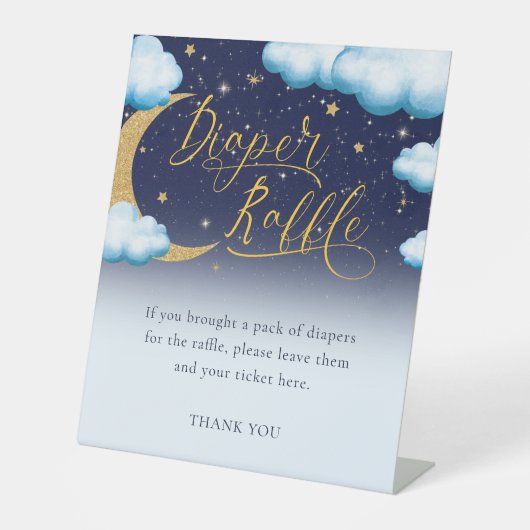 男の子の赤ちゃんシャワートゥインクルリトルスターオムツラッフル 台座サイン (正面)