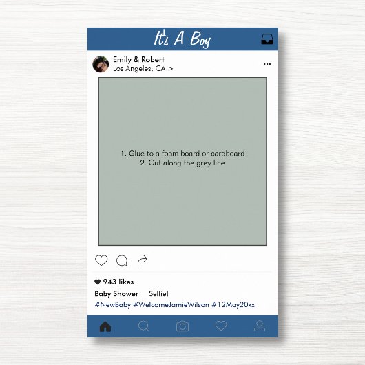 男の子の赤ちゃんシャワーパーティープロップフォトブースフレームデコール ポスター