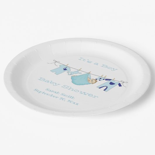 男の子の赤ちゃんシャワーパーティー紙プレート ペーパープレート (アングル)