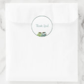 男の子の赤ちゃんシャワーフクロウシール ラウンドシール (バッグ)