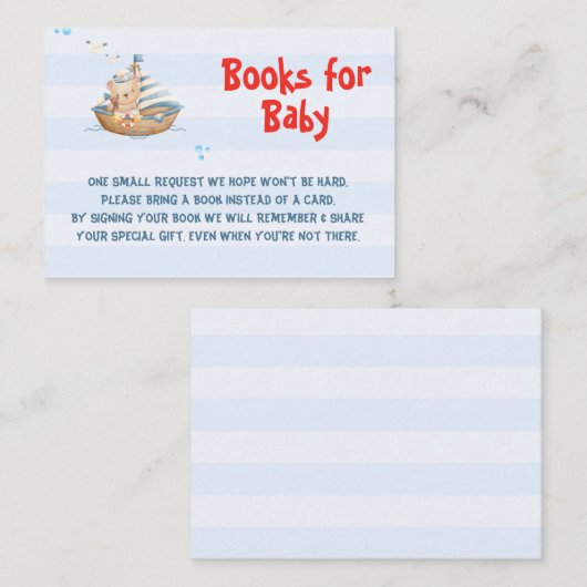 男の子の赤ちゃんシャワーブックをベビーカード用に エンクロージャーカード (正面/裏面)