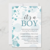 男の子の赤ちゃんシャワーブルードット招待状 招待状 (正面)