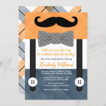 男の子の赤ちゃんシャワー招待リトルオレンジネイビー