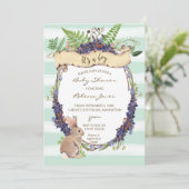 男の子の赤ちゃんシャワー招待森うさぎバニー 招待状 (スタンド正面)