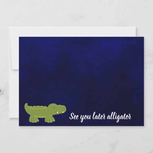 男の子の赤ちゃんシャワー招待状、アリゲーターベイビーシャワー 案内状 (裏面)