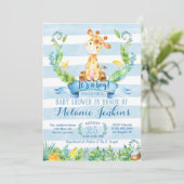 男の子の赤ちゃんシャワー招待状、キリンの赤ちゃんシャワー 招待状 (スタンド正面)