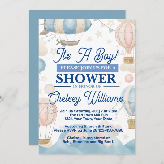 男の子の赤ちゃんシャワー招待状 招待状 (正面/裏面)