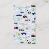 男の子の赤ちゃんシャワー旅行ベビー エンクロージャーカード (裏面)