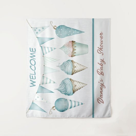 男の子の赤ちゃんシャワー歓迎タペストリー タペストリー (正面)