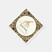 男の子の赤ちゃんシャワー水の色キリンのママとベビー スタンダードカクテルナプキン (角)