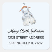 男の子の赤ちゃんシャワー水色1.5インアドレスステッカー スクエアシール (正面)