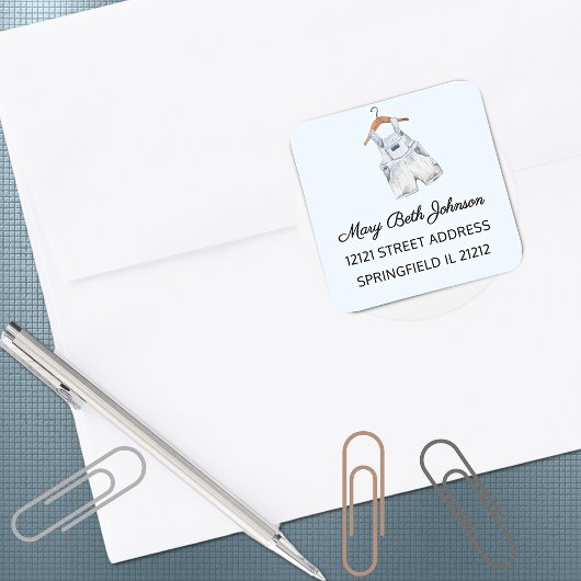 男の子の赤ちゃんシャワー水色1.5インアドレスステッカー スクエアシール