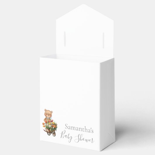 男の子の赤ちゃんシャワー素朴テディフローラブルーの好意ボックス フェイバーボックス (オープン)