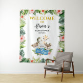 男の子の赤ちゃんシャワー背景 |かわいい金ゴールドサファリの友だち タペストリー (インサイチュ)