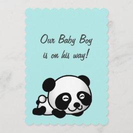 男の子の赤ちゃんシャワー | スイートハッピーパンダオンブルー 招待状