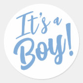 男の子の赤ちゃんシャワー ラウンドシール (正面)