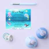 男の子の赤ちゃんシャワー、水中海洋生物の招待 チラシ (シングル)