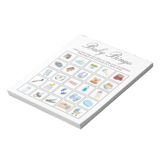 男の子の赤ちゃんシャワー、男の子の誕生日ビンゴゲームの涙オフ ノートパッド (回転)