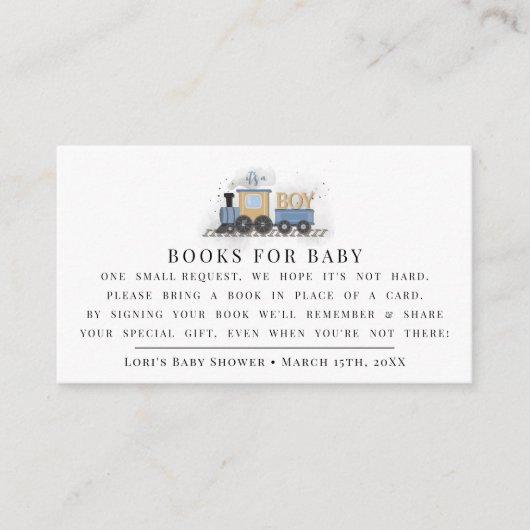 男の子の赤ちゃんシャワー|男の子 |列車 エンクロージャーカード (正面)