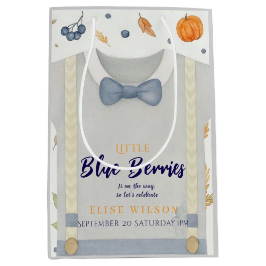 男の子の赤ちゃんシャワーautumn秋バーラップボディスーツ ミディアムペーパーバッグ (正面)