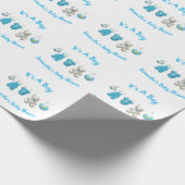 男の子の赤ちゃん服にネシス・ベビーシャワー ラッピングペーパー (角)