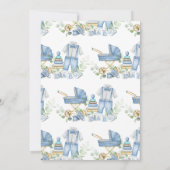 男の子の赤ちゃん服の赤ちゃんシャワー 招待状 (裏面)