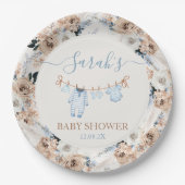 男の子の赤ちゃん服ベビーシャワー紙プレート ペーパープレート (正面)
