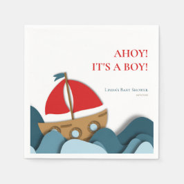 男の子の赤ちゃん航海のシャワーを浴びる スタンダードカクテルナプキン