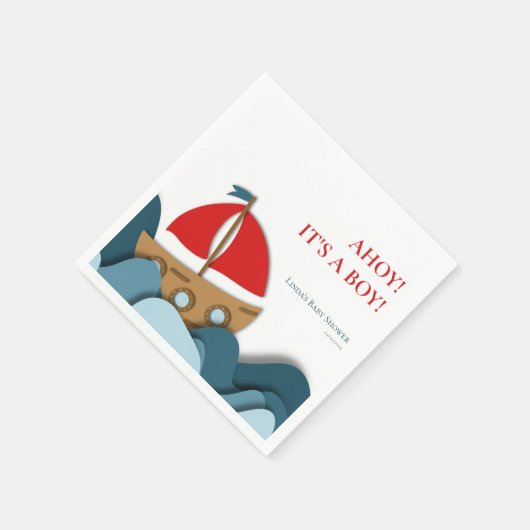 男の子の赤ちゃん航海のシャワーを浴びる スタンダードカクテルナプキン (角)