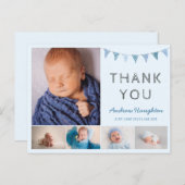 男の子の赤ちゃん青の出生発表カードの写真 ポストカード (正面/裏面)