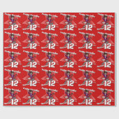 男の子の赤の名前12th誕生日ロックスターラップ ラッピングペーパー (フラット)