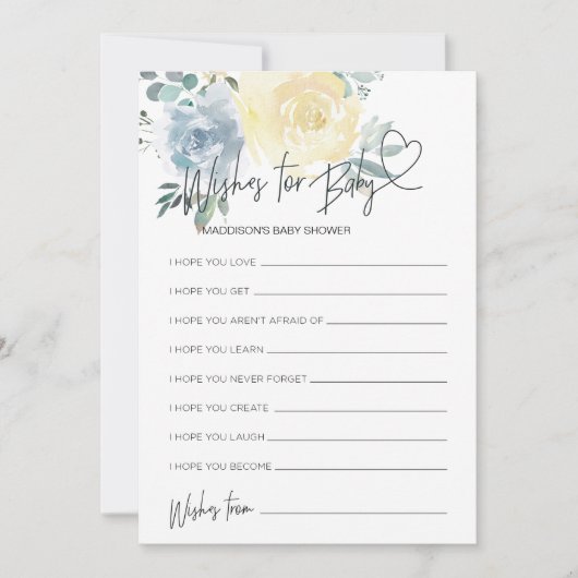 男の子の赤ん坊のシャワーの願いベビーゲームカード 招待状 (正面)