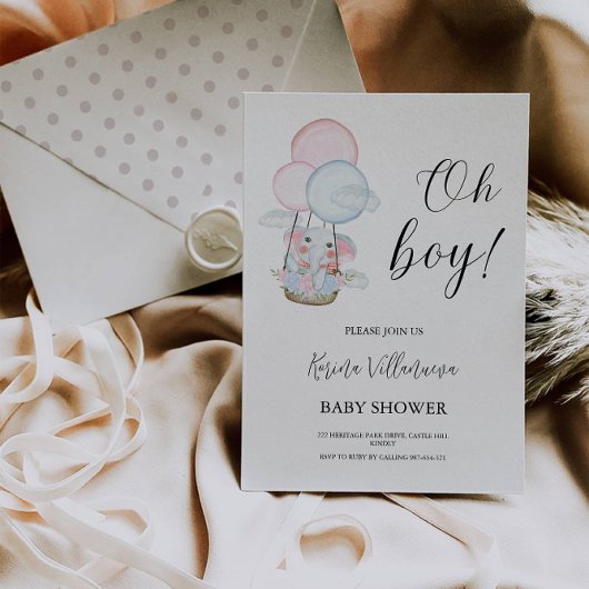 男の子の赤ん坊のシャワー招待状、オ・ボーイ招待状、 招待状