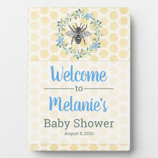 男の子の赤ん坊のシャワー装飾ママ歓迎サイン フォトプラーク (正面)