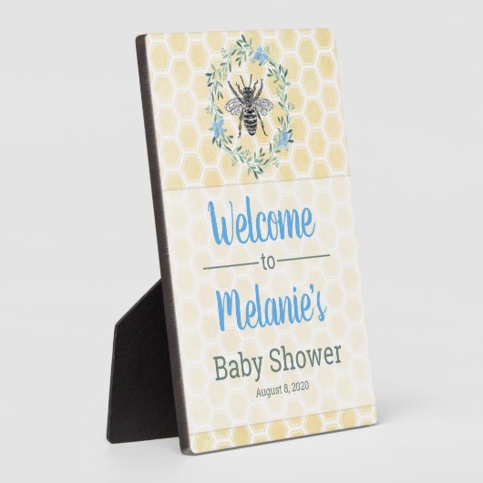 男の子の赤ん坊のシャワー装飾ママ歓迎サイン フォトプラーク (側面)