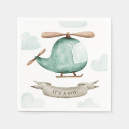 男の子の赤ん坊のシャワー | ヘリコプタ車両パイロット スタンダードカクテルナプキン