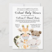 男の子の赤ん坊の動物のマスク赤ん坊シャワーでコービッドドライブ 招待状 (正面)