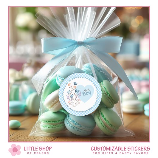 男の子の赤ん坊シャワー誕生のお知らせ ラウンドシール